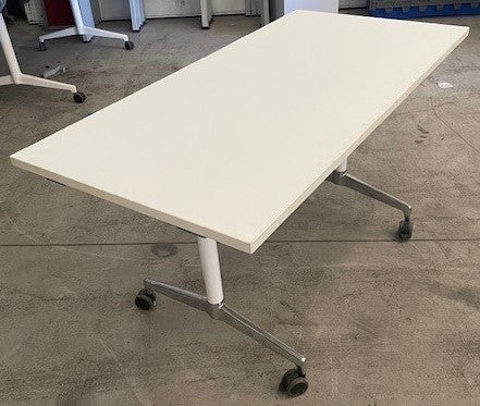 Kush Flip Top Table White/Silver Frame