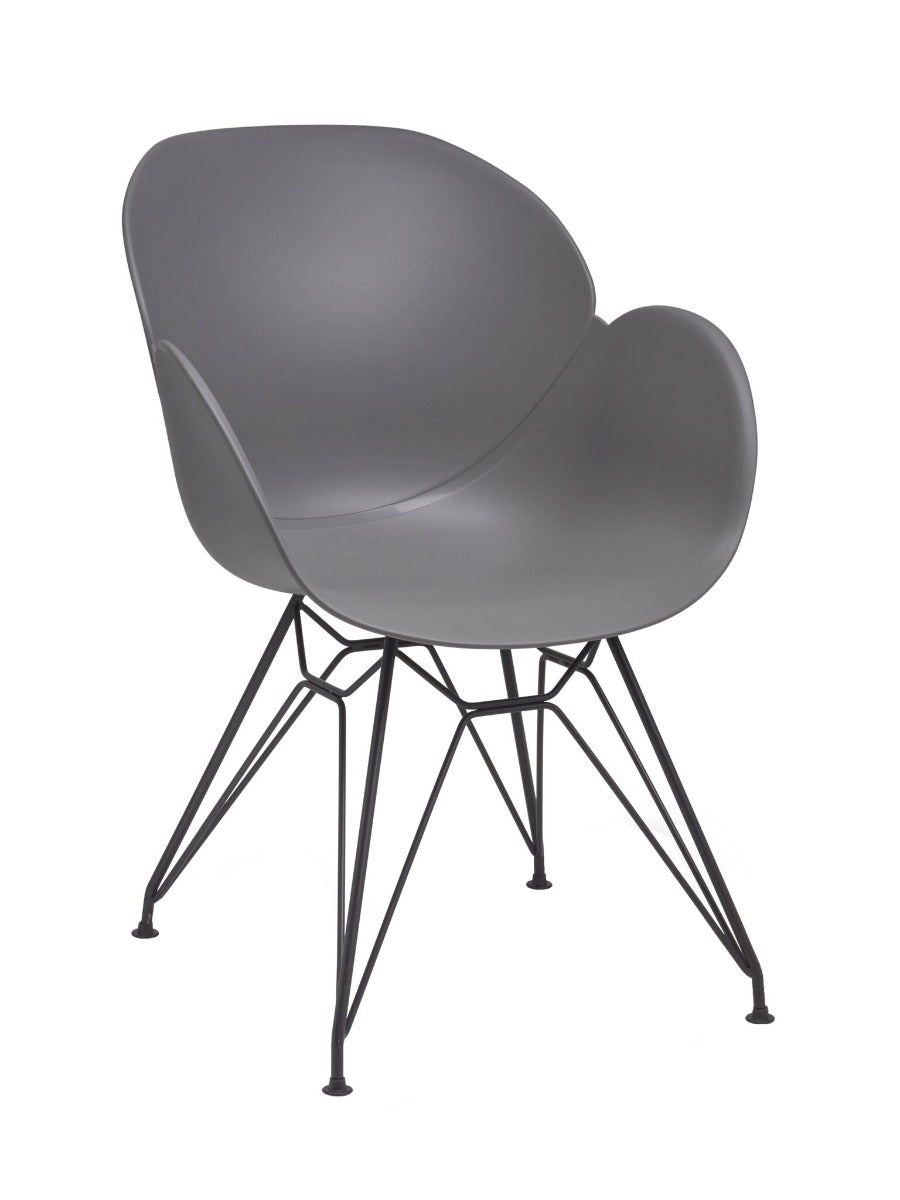 Grey Arm Chair with Black Steel Frame