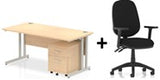 Bundle Deal - Straight Desk + 2 Drawer Pedestal & Chair