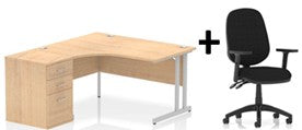 Bundle Deal - Crescent Desk + Desk High Pedestal & Chair (dyn)