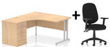 Bundle Deal - Crescent Desk + Desk High Pedestal & Chair (dyn)
