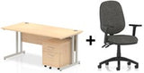 Bundle Deal - Straight Desk + 2 Drawer Pedestal & Chair