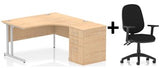 Bundle Deal - Crescent Desk + Desk High Pedestal & Chair (dyn)