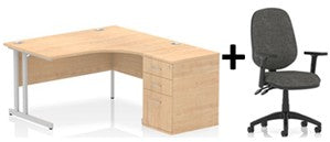 Bundle Deal - Crescent Desk + Desk High Pedestal & Chair (dyn)