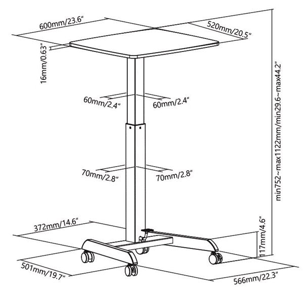 Gas Sprung Laptop/Lectern Table