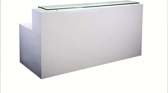 Gloss White Reception Counter With Glass Top
