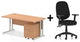 Bundle Deal - Straight Desk + 2 Drawer Pedestal & Chair