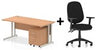 Bundle Deal - Straight Desk + 2 Drawer Pedestal & Chair