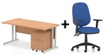 Bundle Deal - Straight Desk + 2 Drawer Pedestal & Chair