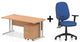 Bundle Deal - Straight Desk + 2 Drawer Pedestal & Chair