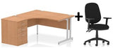 Bundle Deal - Crescent Desk + Desk High Pedestal & Chair (dyn)