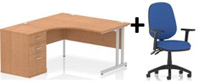 Bundle Deal - Crescent Desk + Desk High Pedestal & Chair (dyn)