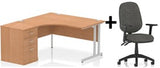 Bundle Deal - Crescent Desk + Desk High Pedestal & Chair (dyn)
