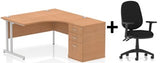 Bundle Deal - Crescent Desk + Desk High Pedestal & Chair (dyn)
