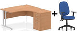 Bundle Deal - Crescent Desk + Desk High Pedestal & Chair (dyn)