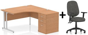Bundle Deal - Crescent Desk + Desk High Pedestal & Chair (dyn)