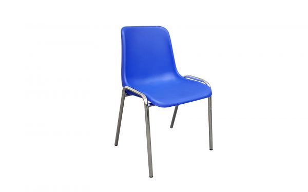 Blue Polypropylene Stacking Chair Chrome Legs