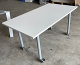 Rectangular Table on Lockable Castors White