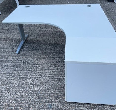 Crescent Desk + 600mmD Desk High Pedestal