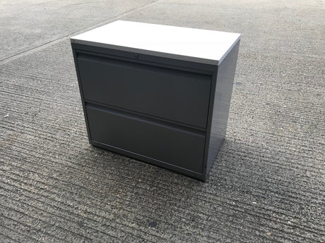 Grey 2 Drawer Side Filer with White Top