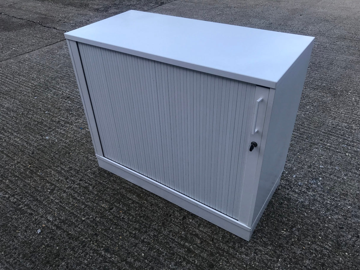 White Tambour Storage Unit