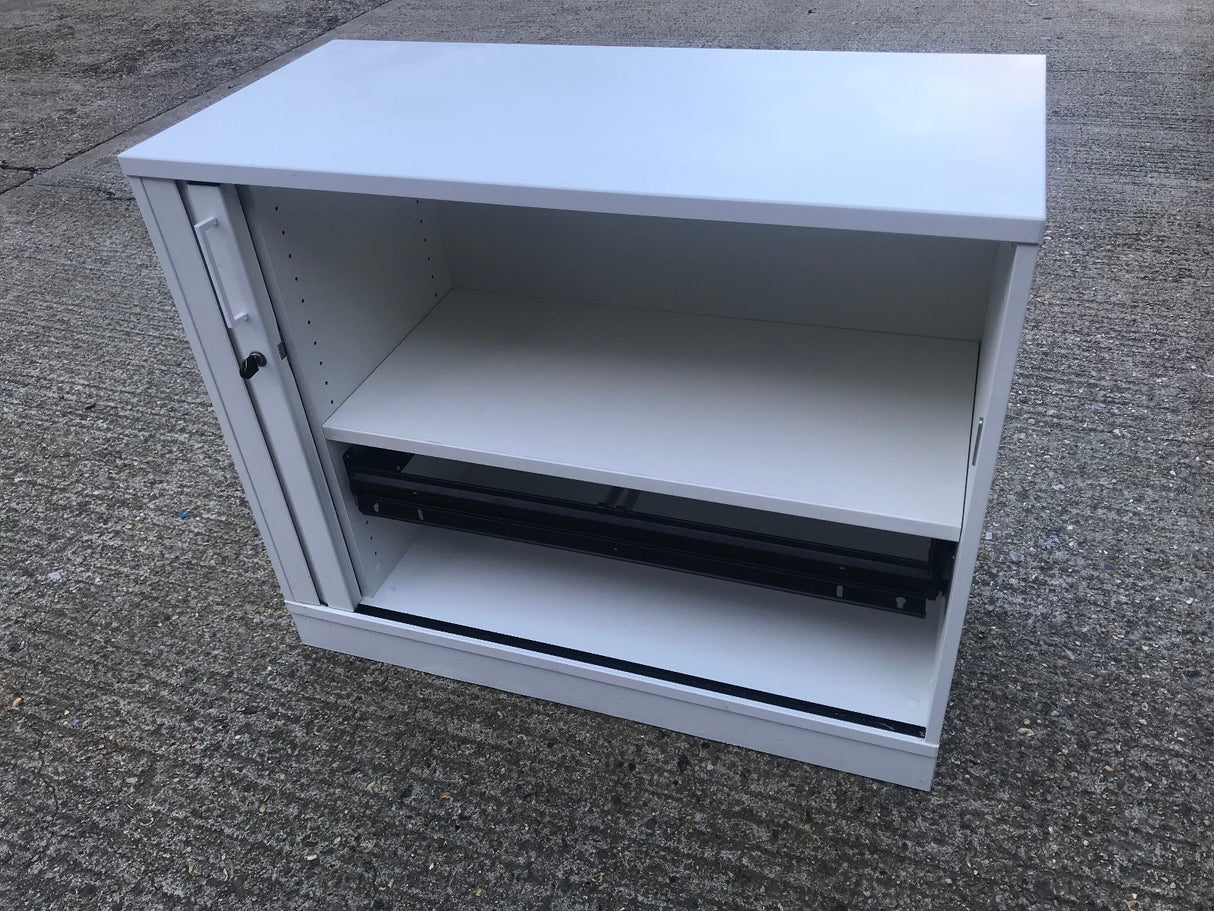 White Tambour Storage Unit