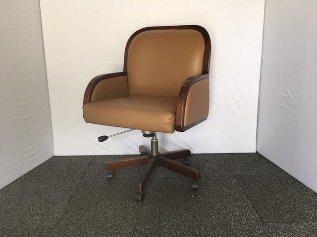 Tan Leather Desk Chair with Brown Frame