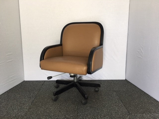 Tan Leather Desk Chair with Black Frame