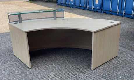 Maple Curved Reception Desk with Glass Top