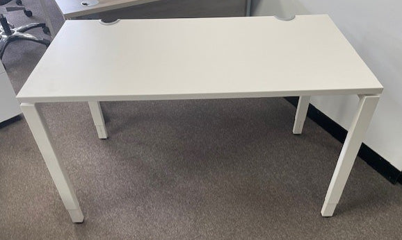 Haworth White Bench Desk Height Adjustable Legs