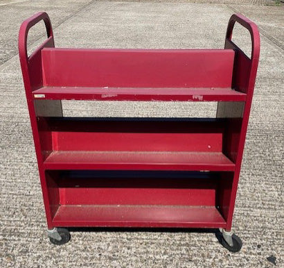 Red Double Sided Book Trolley