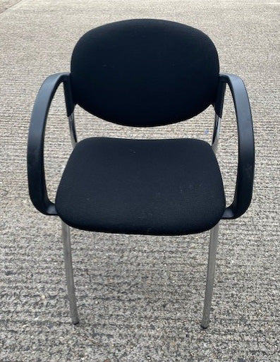 Black & Chrome Frame Stacking Chair with Black Arms