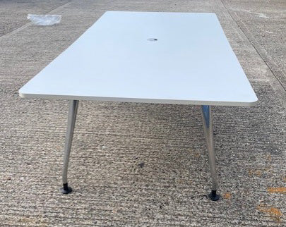 White Meeting Table Silver Legs