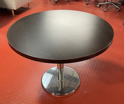 Dark Walnut Chrome Pedestal Base Table