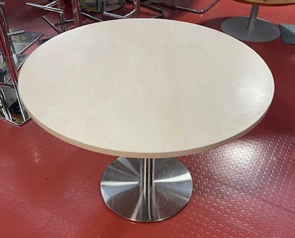 Light Maple Pedestal Base Table Chrome Base