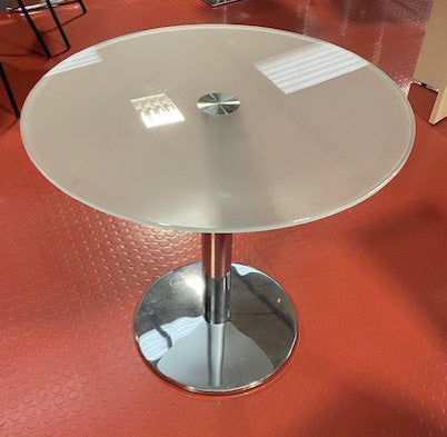 Frosted Glass Chrome Pedestal Base Table