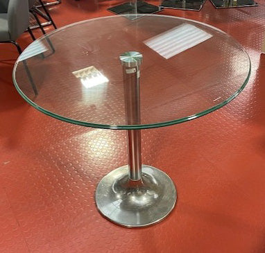 Glass Chrome Pedestal Base Table