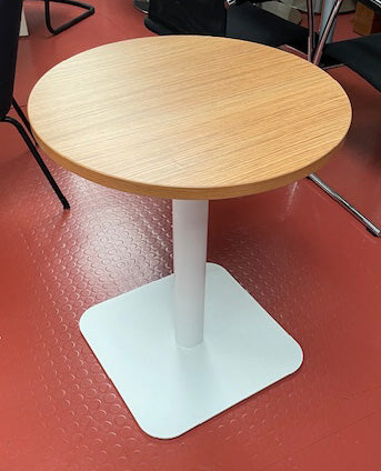 Oak Pedestal White Square Base Table