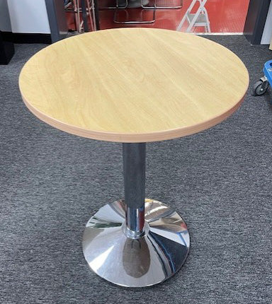 Oak Pedestal Chrome Base Table