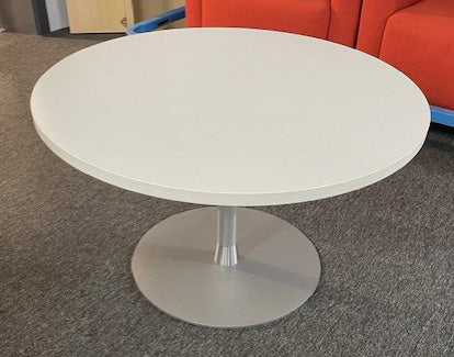 White Round Coffee Table Grey Base