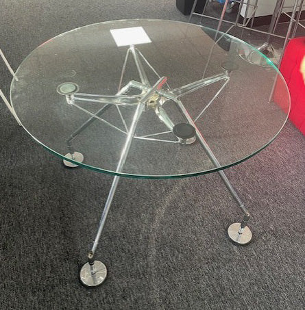 Glass & Aluminium 4 Leg Base Round Table