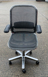 Chrome & Grey Mesh Operator Chair