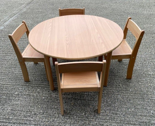 School Wooden Round Table & Chairs