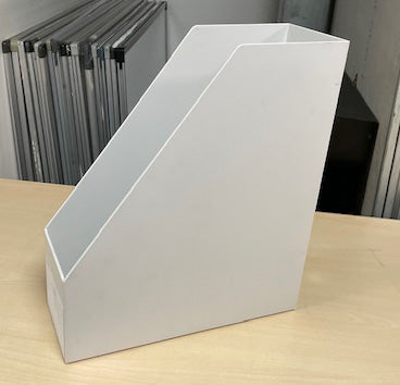 White Plastic Magazine File Holder