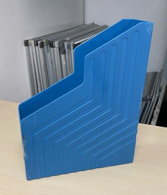 Blue Plastic Magazine File Holder