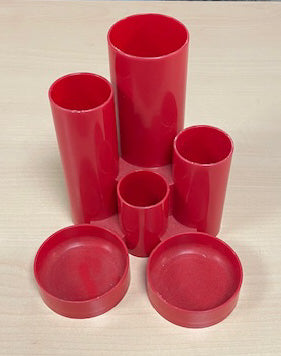 Red Tubed Plastic Pen Pots