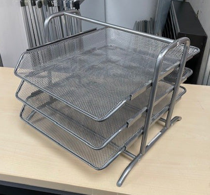 Silver Mesh 3 Tier In Out Tray & Upright