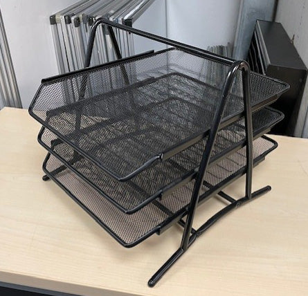 Black Mesh 3 Tier In Out Tray & Upright