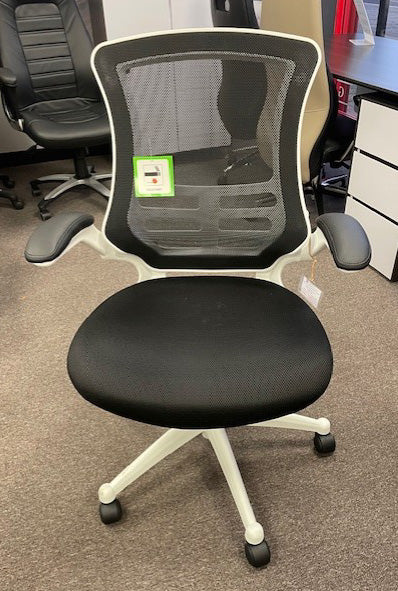 White & Black Mesh Back Operator Chair