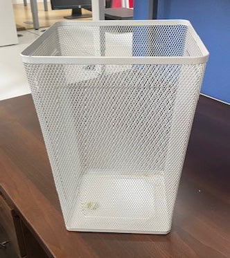 White Metal Mesh Square Bin